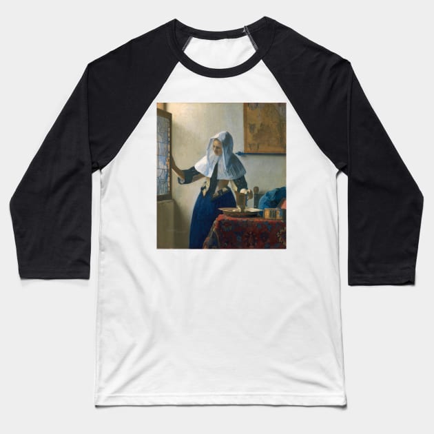 Young Woman with a Water Pitcher by Jan Vermeer Baseball T-Shirt by Classic Art Stall